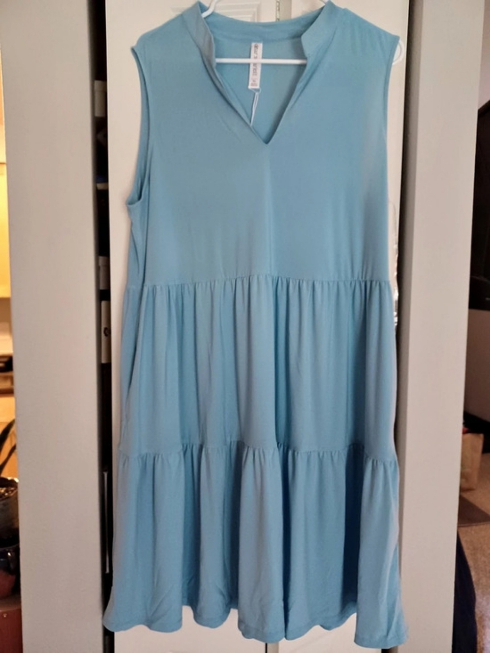Dear Scarlett Tiered Sleeveless Dress in Blue XL NWT